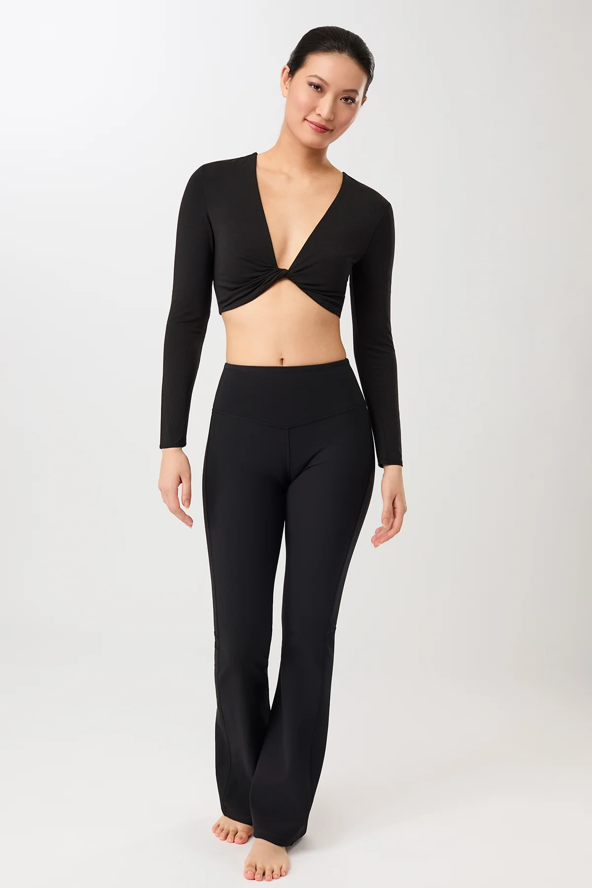 Flared & Ribbed Legging - Black - Image 5
