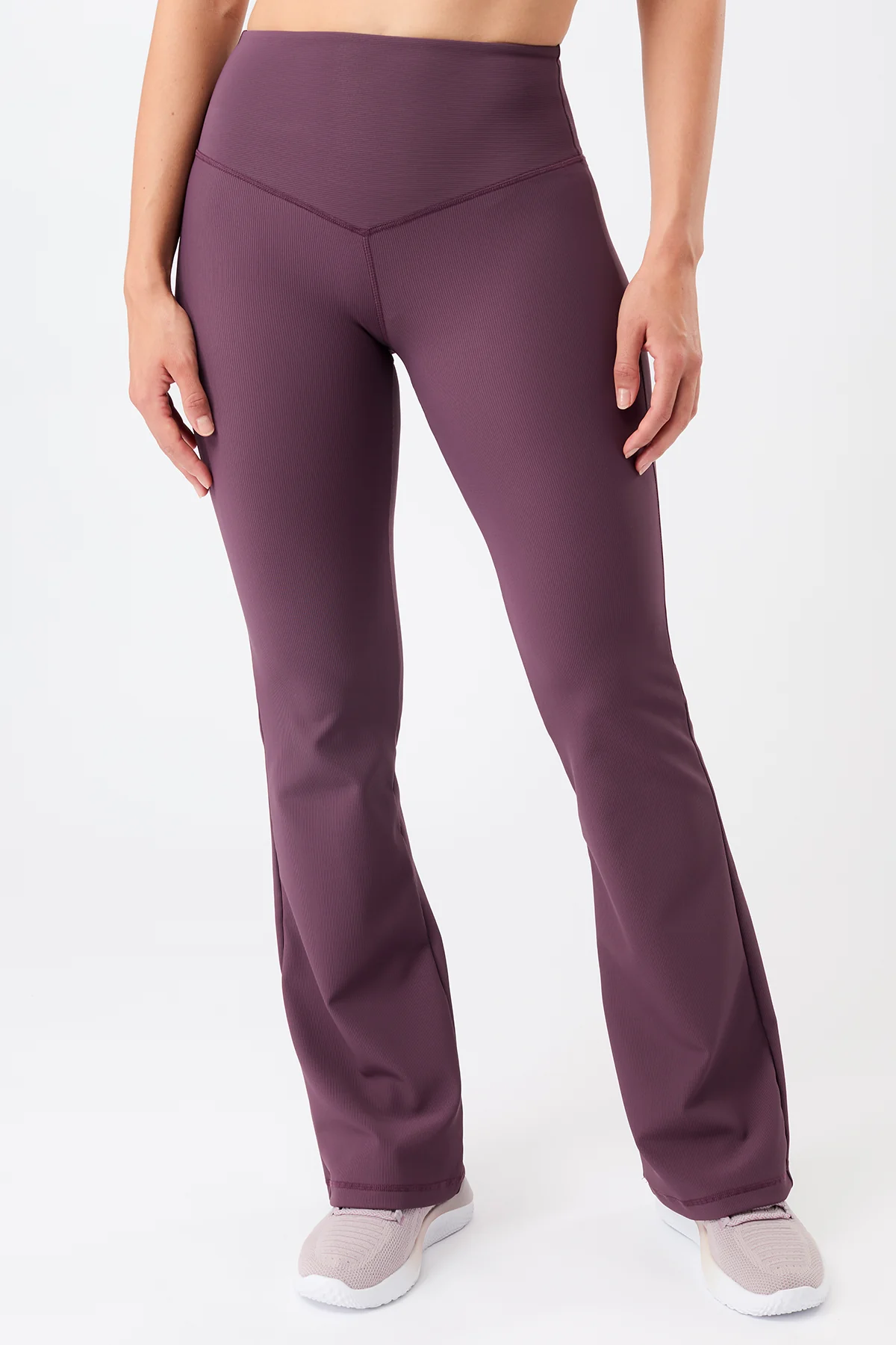 Flared & Ribbed Pants - Burgundy - Image 4