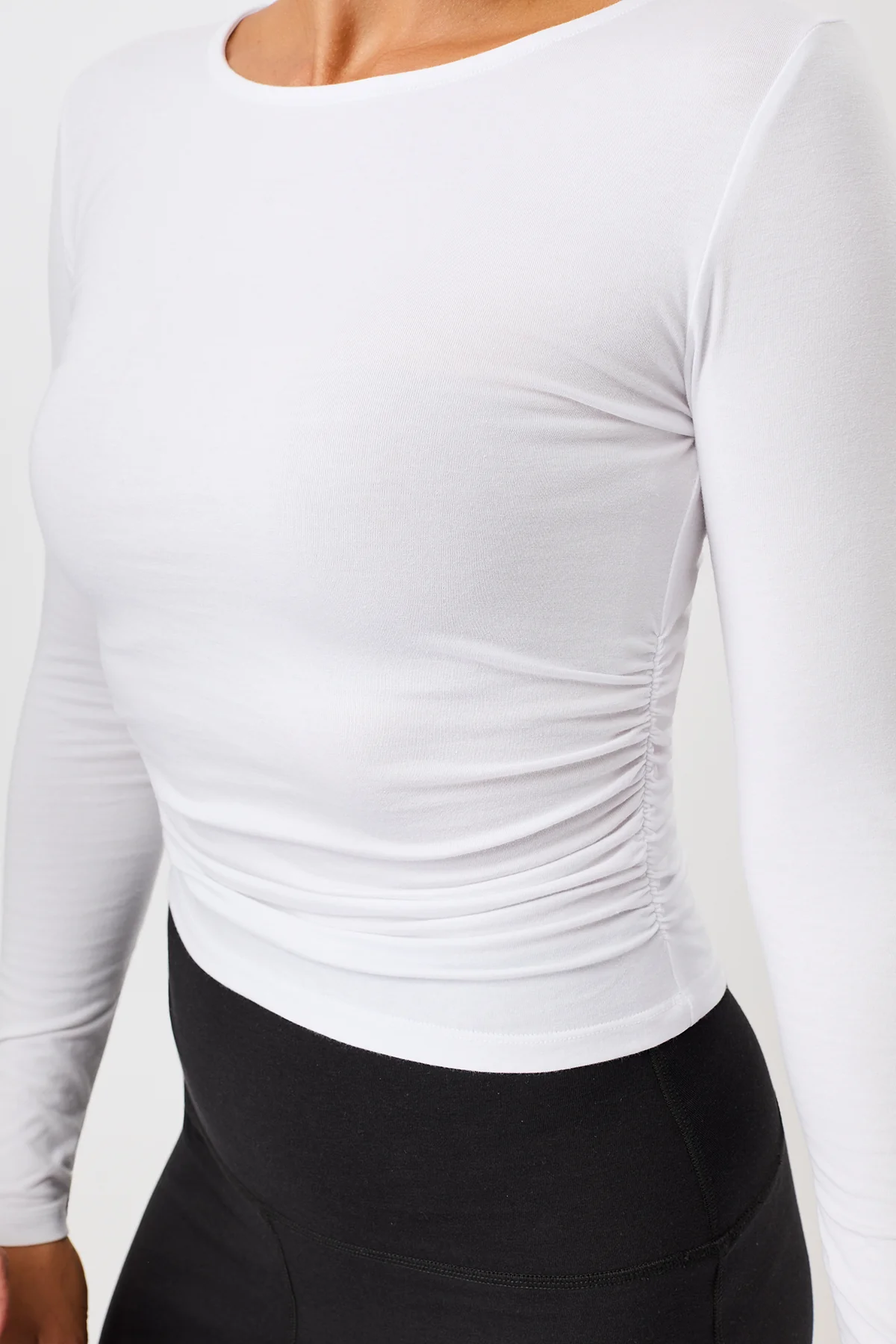 Side Ruffled Longsleeve - White - Image 2
