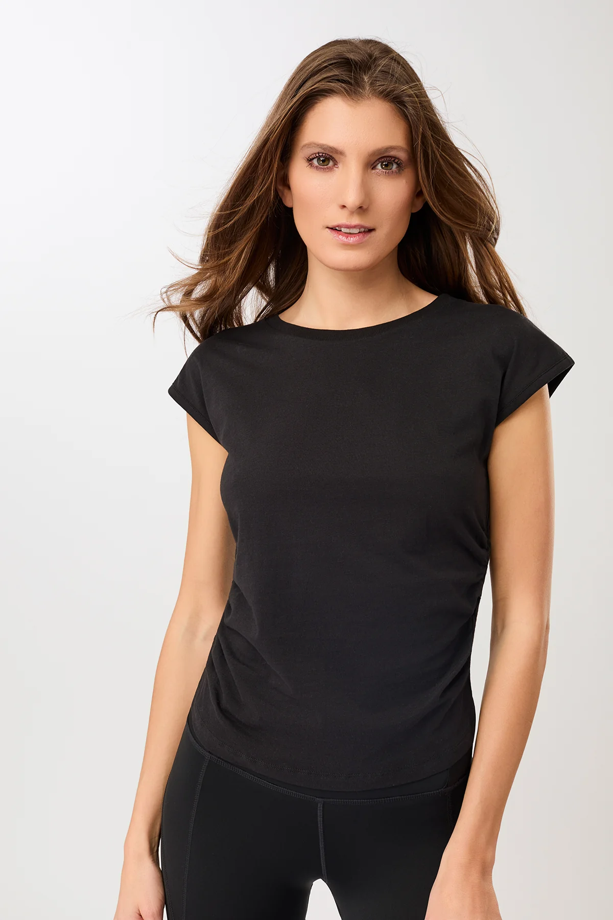 Side Ruffled Top - Black, GOTS
