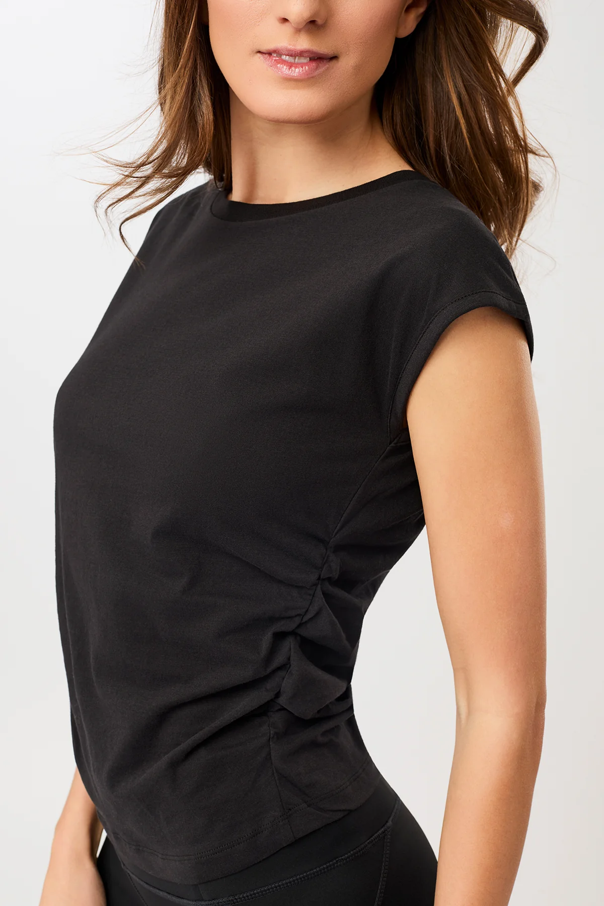 Side Ruffled Top - Black, GOTS - Image 2