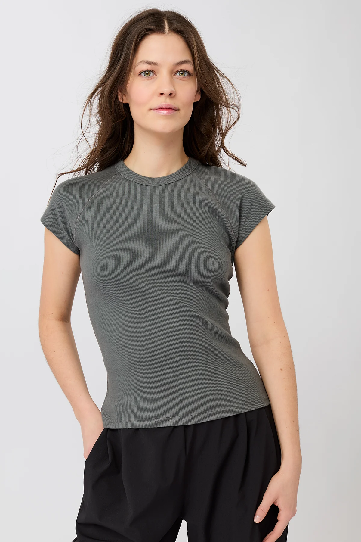 Slim Fit Ribbed Tee - Nox, GOTS