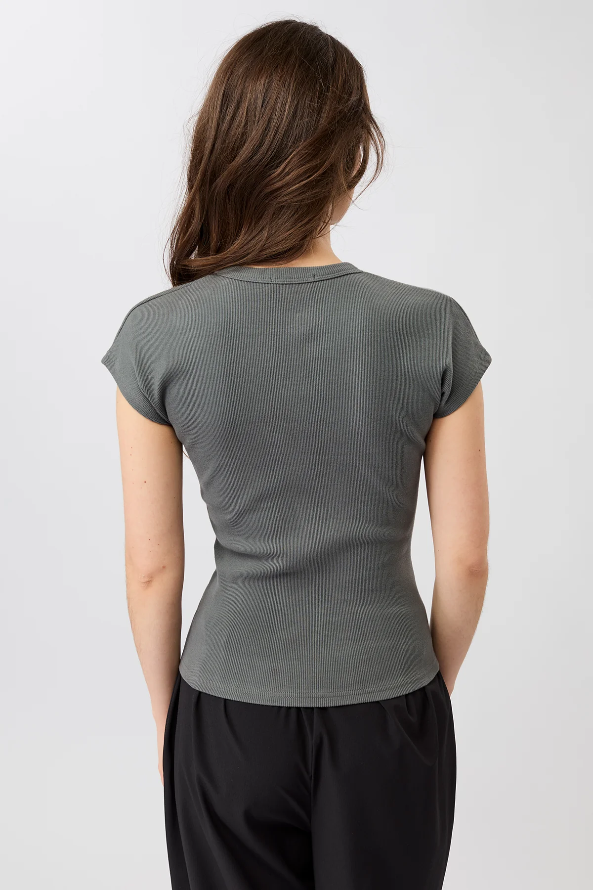 Slim Fit Ribbed Tee - Nox, GOTS - Image 2